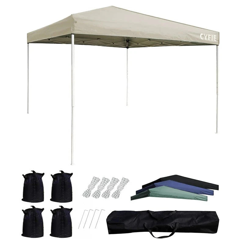 CYFIE ワンタッチテント 3m×3m UVカット 防水 3段階調節 アウトドア・キャンプ用 テント DEWEL カーキベージュ 3m×3m